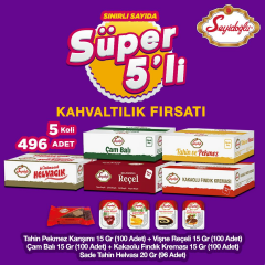 Süper 5'li Kahvaltılık Fırsatı 5 Koli 496 Adet - Vişne Reçeli -Sade Tahin Helvası